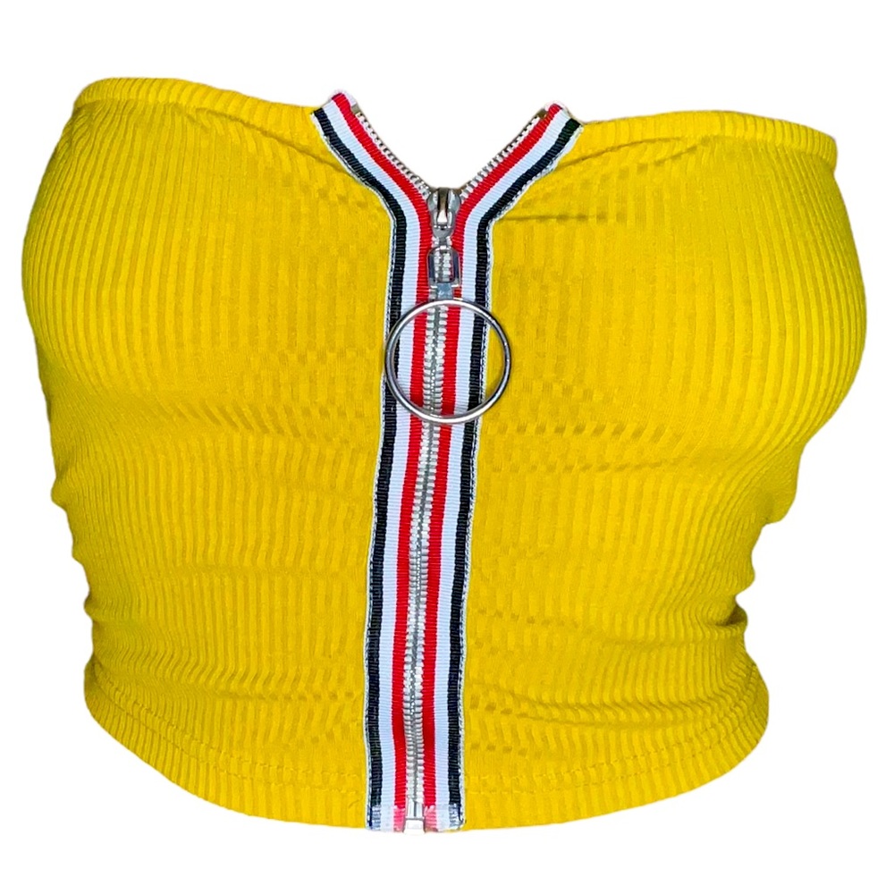 Yellow tube top with zipper